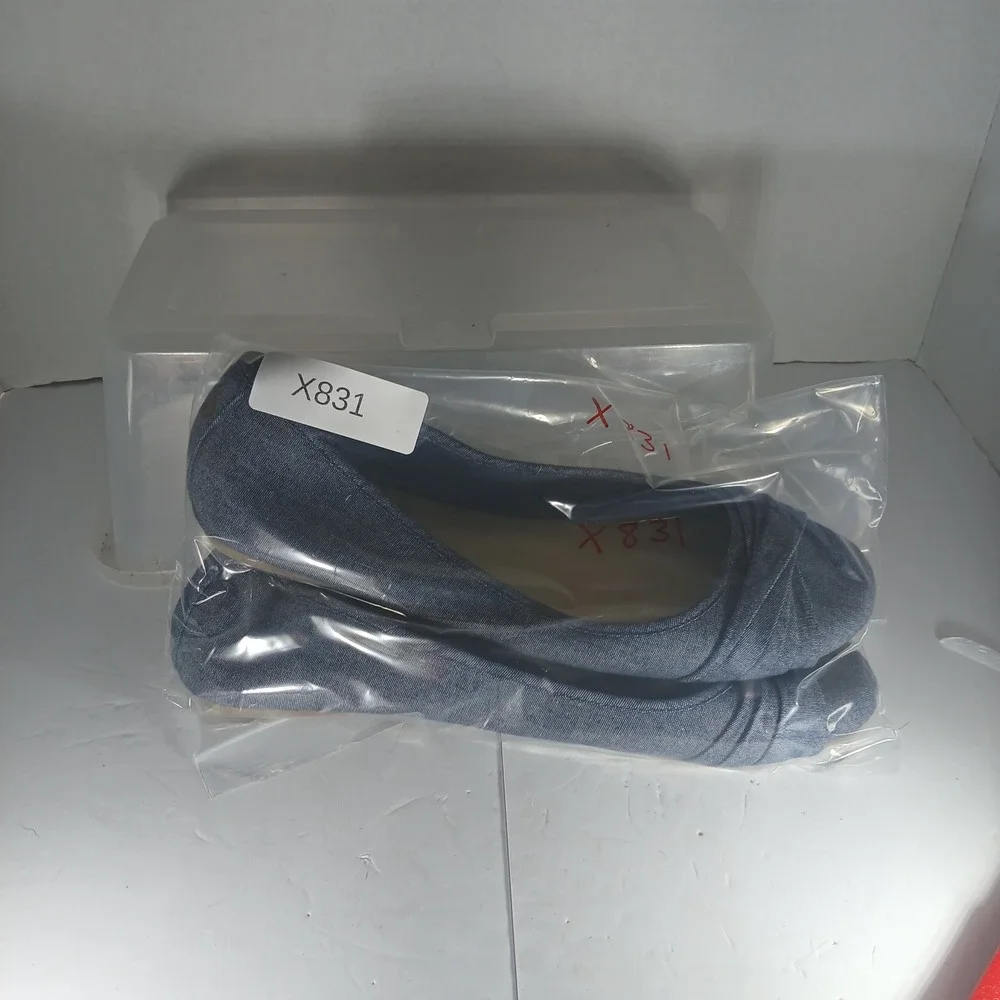 American Eagle‎ Denim Ballet Flats Size 10 Blue Pleated Round Toe Casual Classic